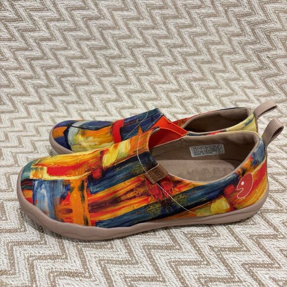 UIN Women’s Toledo Color Brush Flats Canvas Lightweight Slip On Sneakers - Picture 5 of 9